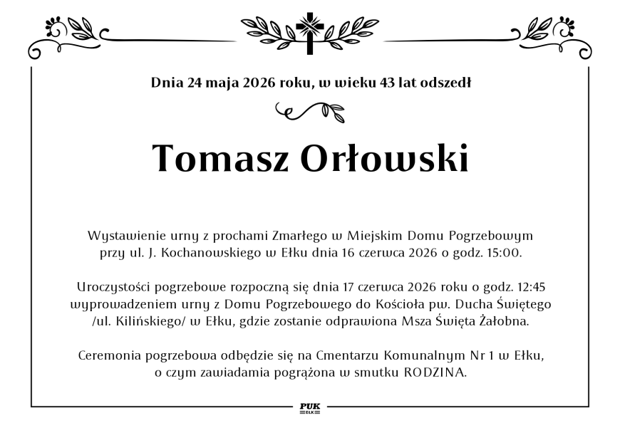Tomasz Orłowski - nekrolog